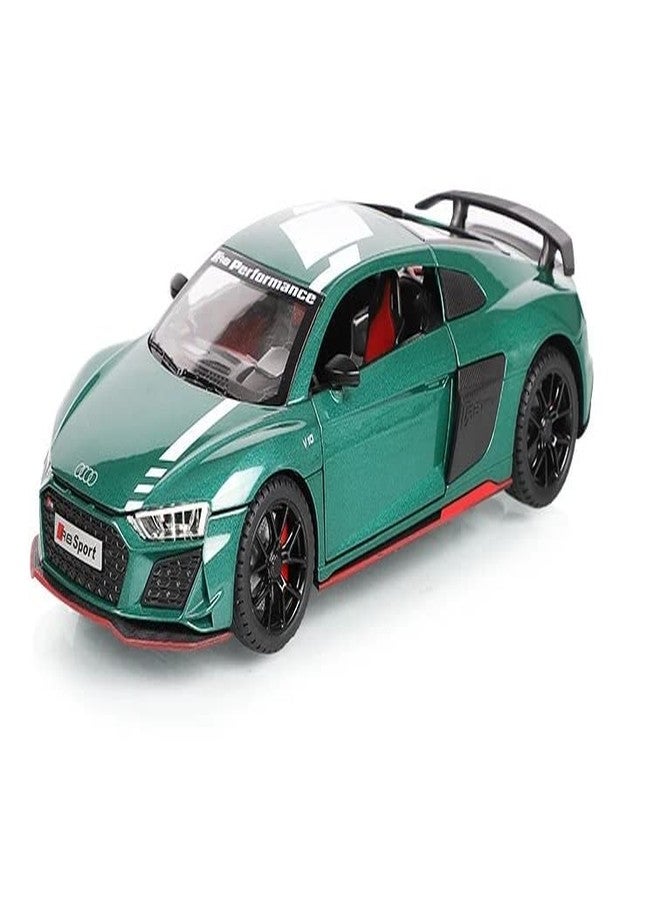 PEZYOX Scale Exclusive Alloy Metal Pull Back Die-cast Car Model with Sound Light Mini Auto Toy for Kids Metal Model Toy Car with Sound and Light (1.24 Scale -DC AODI R8 V10-GREEN) - Image 1